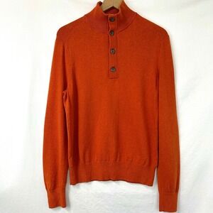 BANANA REPUBLIC Orange Cotton Cashmere Henley Button Pullover Sweater‎ Men's S
